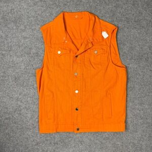 Switch Mens Orange Denim Vest Green Day Revolution Radio Custom Punk Rock Large